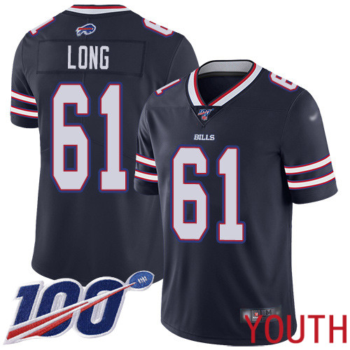 Youth Buffalo Bills 61 Spencer Long Limited Navy Blue Inverted Legend 100th Season NFL Jersey
